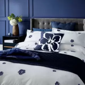 Image of Ted Baker Magnolia Fil Coupe Double Duvet Cover, White & Navy