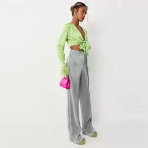 Image of Missguided Wide Leg Trousers - Silver