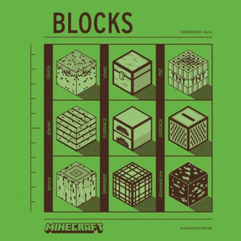 Image of Minecraft Minecraft Blocks Canvas Print in Green Green One Size Unisex 5063652223468