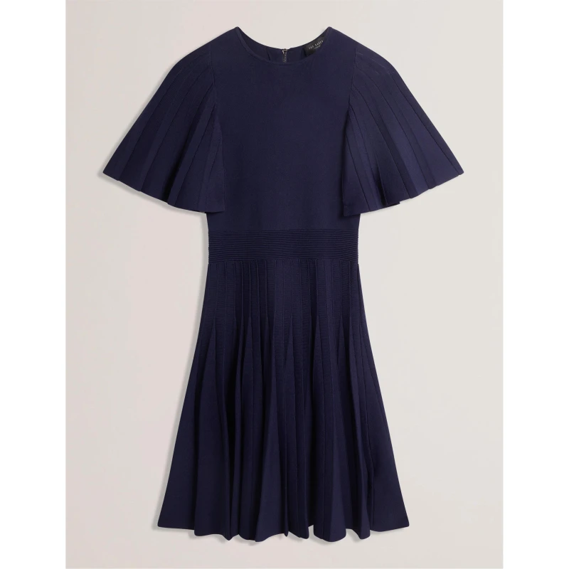 Image of Ted Baker Womens Knitted Skater Mini Dress Navy female 8 (XS)
