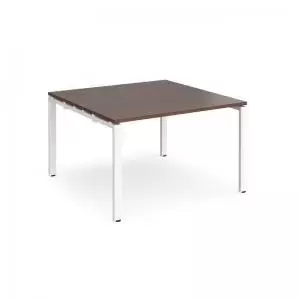 Image of Adapt square boardroom table 1200mm x 1200mm - white frame and walnut