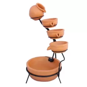 Image of Monstershop Terracotta 4 Tier Spilling Bowls Water Feature