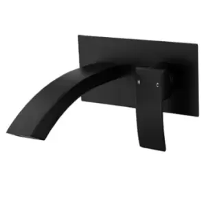 Image of Wall Mounted Black Basin Mixer Tap - Wave