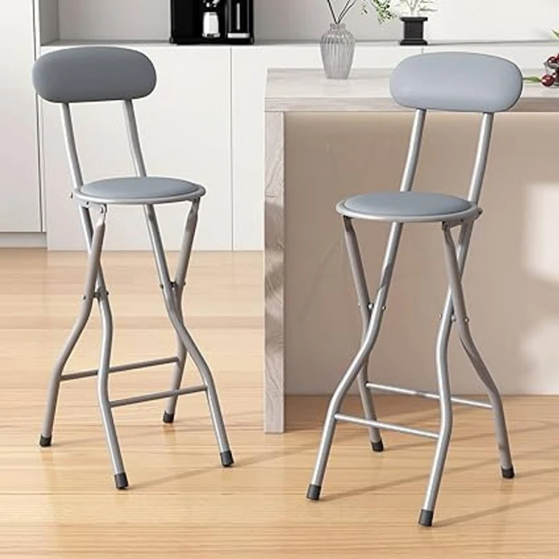 Image of MCC Direct Folding Breakfast Bar Stool padded High Chair Set of 2 White in Grey Grey Unisex