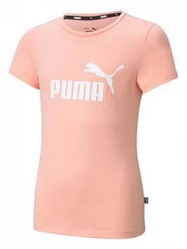 Image of Puma Girls Essential Logo T-Shirt - Pink, Size 7-8 Years, Women