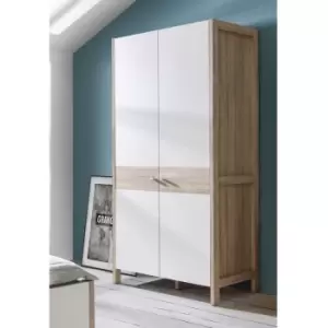 Image of Sonoma Oak and White Chunky Modern 2 Door Double Wardrobe - White