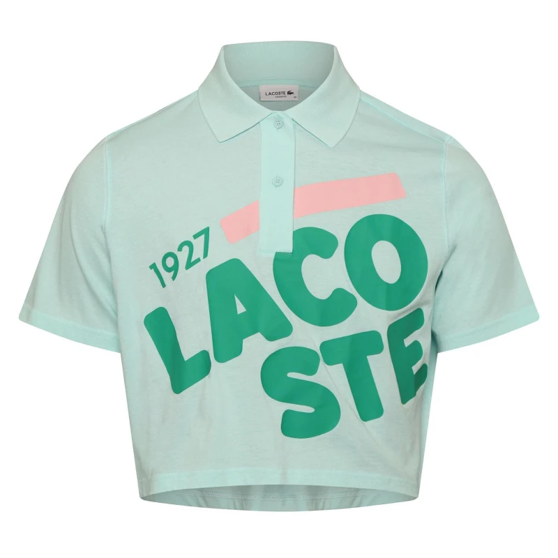 Image of Lacoste Loose Fit Printed Organic Cotton Polo Green female 10