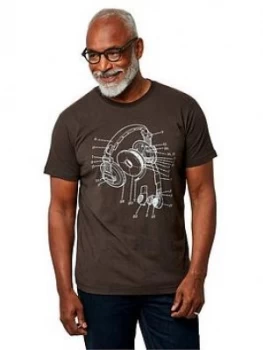 Image of Joe Browns Joe Browns Explosive Headphones Tee, Black, Size S, Men