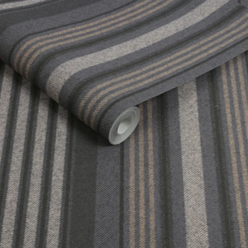 Image of Superfresco Easy Loom Stripe Charcoal Wallpaper