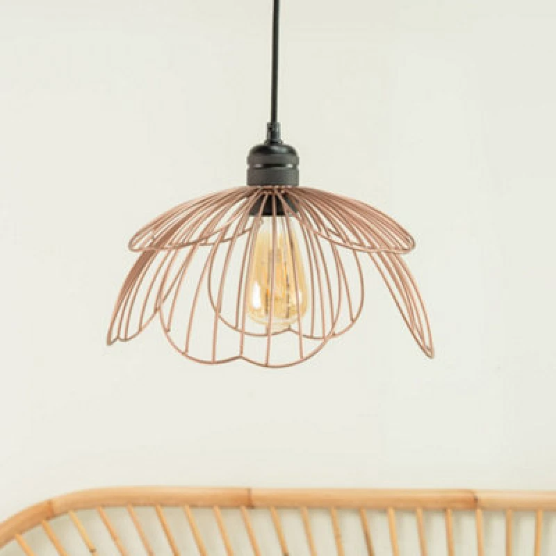 Image of ValueLights Pink Metal Flower Easy Fit Ceiling Pendant Light Shade Lampshade Pink