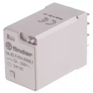 Image of Finder, 24V dc Coil Non-Latching Relay DPDT, 12A Switching Current Plug In, 2 Pole, 56.32.9.024.0000T