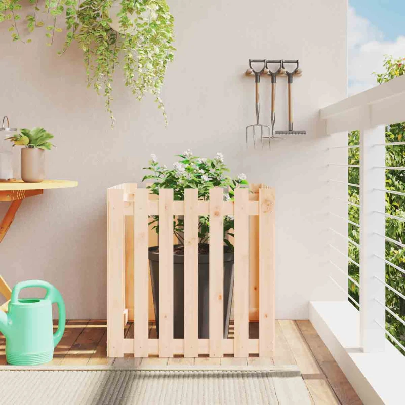 Image of vidaXL Garden Planter with Fence Design 70x70x70 cm, Brown 832462