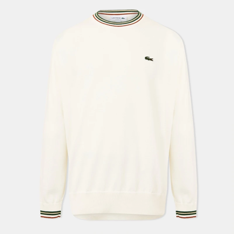 Image of Lacoste Mens Crew Neck Jumper Flour/Green X0N male M