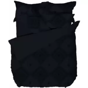 Image of Linen House Adalyn Aztec Duvet Cover Set (King) (Indigo Blue) - Indigo Blue