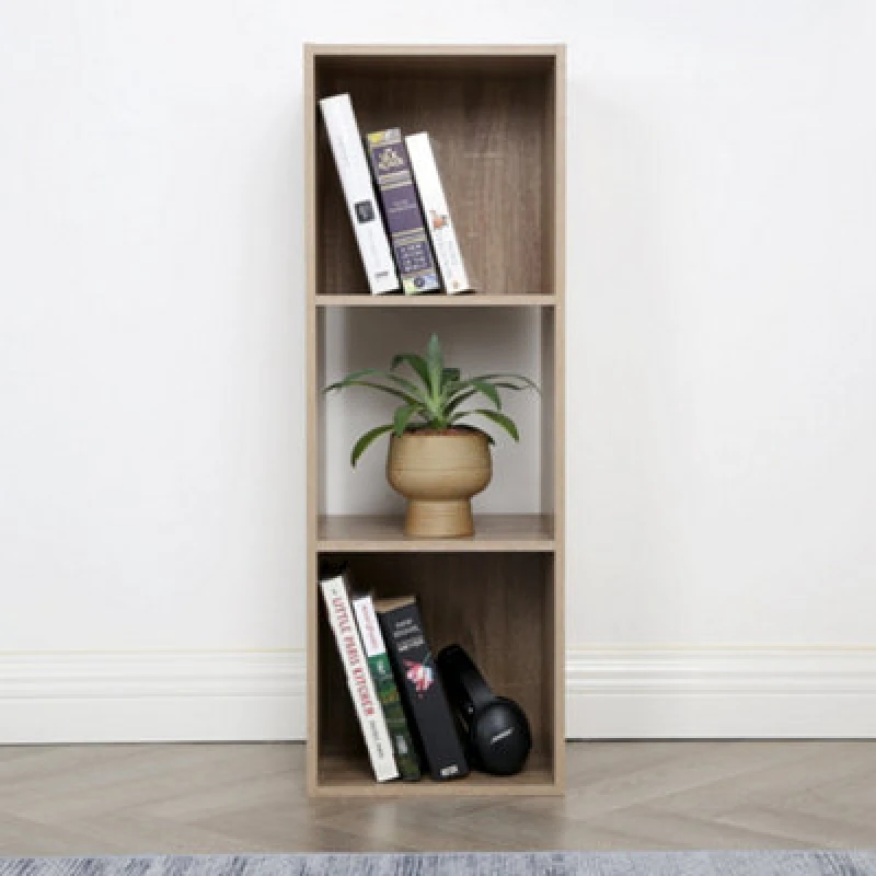 Image of Jane - 3X1 Bookcase - Cube Storage Boxes (Oak)
