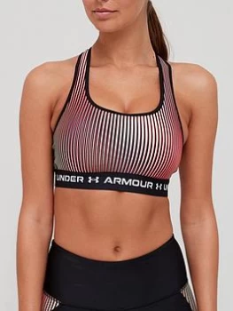 Image of Under Armour Training Crossback Mid Support Bra - Black/Pink, Black/Multi Size M Women