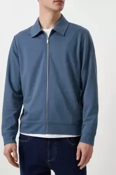 Image of Blue Premium Zip Through Collared Jacket