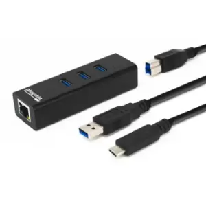Image of Plugable Technologies USB Hub with Ethernet 3 port USB 3.0 Bus Powered Hub