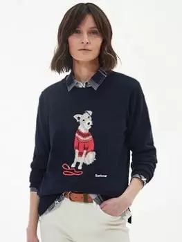 Image of Barbour Fareham Knitted Jumper - Navy, Size 14, Women