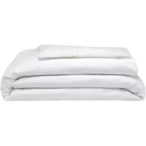 Image of Belledorm 540 Thread Count Satin Stripe Duvet Cover Set (Superking) (White) - White