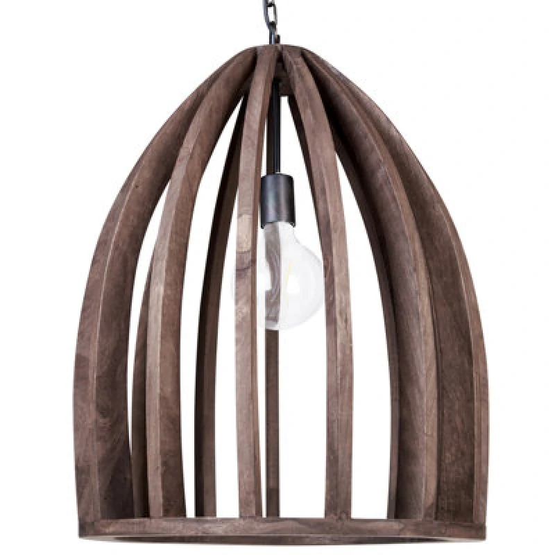 Image of Beliani Pendant Lamp Manair Mango Wood Dark Brown