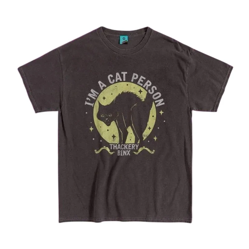 Image of Disney Mens Im A Cat Person Thackery Binx T-Shirt in Dark Grey Size: Large Dark Grey Male L