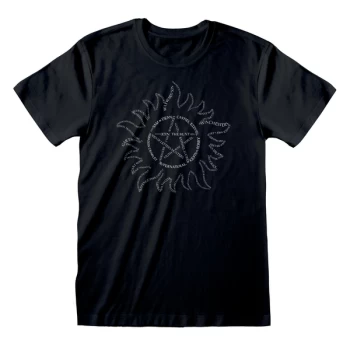 Image of Supernatural - Text Symbol Unisex XX-Large T-Shirt - Black