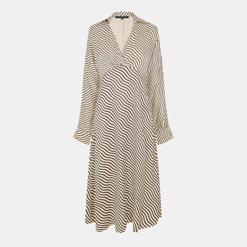 Image of French Connection Womens Candice A Line Dress Black/Cream female 8 (XS)