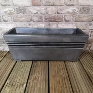 Image of Samuel Alexander - Milano Grey Pewter Effect Trough Garden Planter 58.5cm w x 23cm h x 25cm d