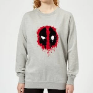 Image of Marvel Deadpool Splat Face Womens Sweatshirt - Grey - M