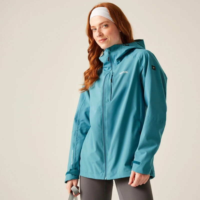 Image of Womens hooded waterproof jacket Regatta Birchdale II Bleu Female 52