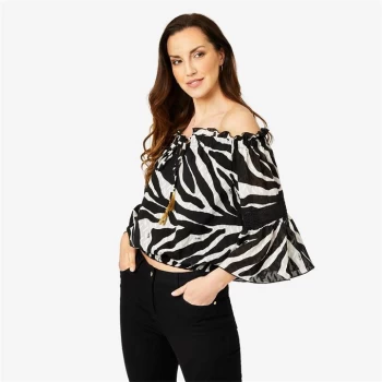 Image of Biba Bardot Blouse - Zebra print