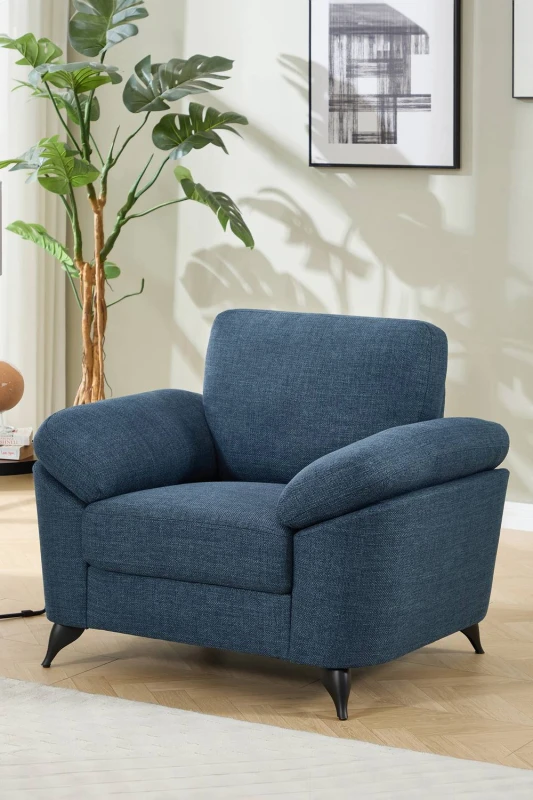 Image of More4Homes Malmo Modern Scandi Style Fabric Living Room Chair (Blue)