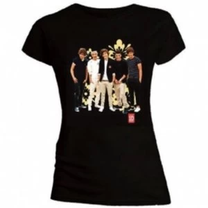 Image of One Direction Flowers Skinny Black T-Shirt Medium