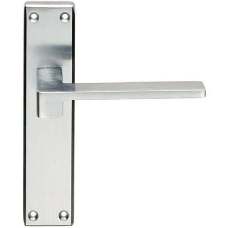 Image of Loops PAIR Flat Straight Lever on Latch Backplate Handle 180 x 40mm Satin Chrome Multi