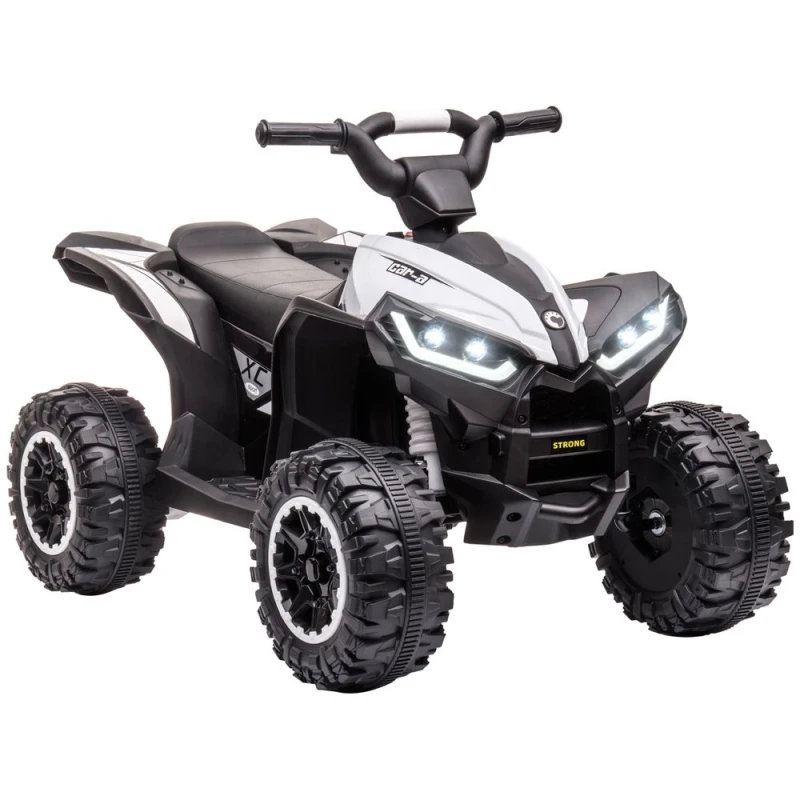 Image of HOMCOM 12V White Electric Quad Bike For Kids Ride On Car ATV Toy For 3-5 Years, White 370-235V70WT
