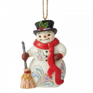 Image of Snowman with Long Scarf and Broom Hanging Ornament