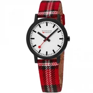 Image of Mondaine Essence Quartz White Dial Tartan Cork Strap Unisex Watch MS1.41111.LC