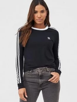 Image of adidas Originals 3 Stripe LS - Black, Size 6, Women