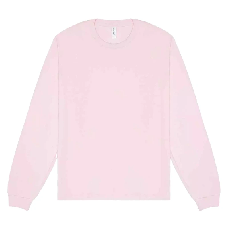 Image of Bella + Canvas Mens Heavyweight Boxy Long-Sleeved T-Shirt in Pink Size: Small Pink Male S