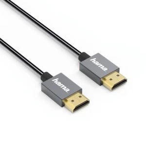 Image of Hama HDMITM Elite High-Speed Cable, Ethernet, Metal, Anthracite, 0.75 m