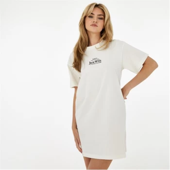 Image of Jack Wills Embroidered Logo T-Shirt Mini Dress - White
