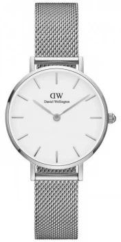 Image of Daniel Wellington Womens Petite 28mm Sterling Silver White Watch