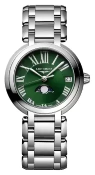 Image of LONGINES L81154616 PRIMALUNA Moonphase Green Dial Watch