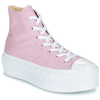 Image of Converse CHUCK TAYLOR ALL STAR LIFT 2X HYBRID SHINE HI womens Shoes (High-top Trainers) in Pink,2.5