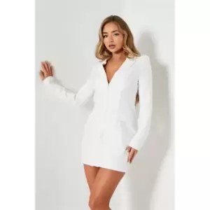 Image of I Saw It First Woven Concealed Zip Blazer Dress - White
