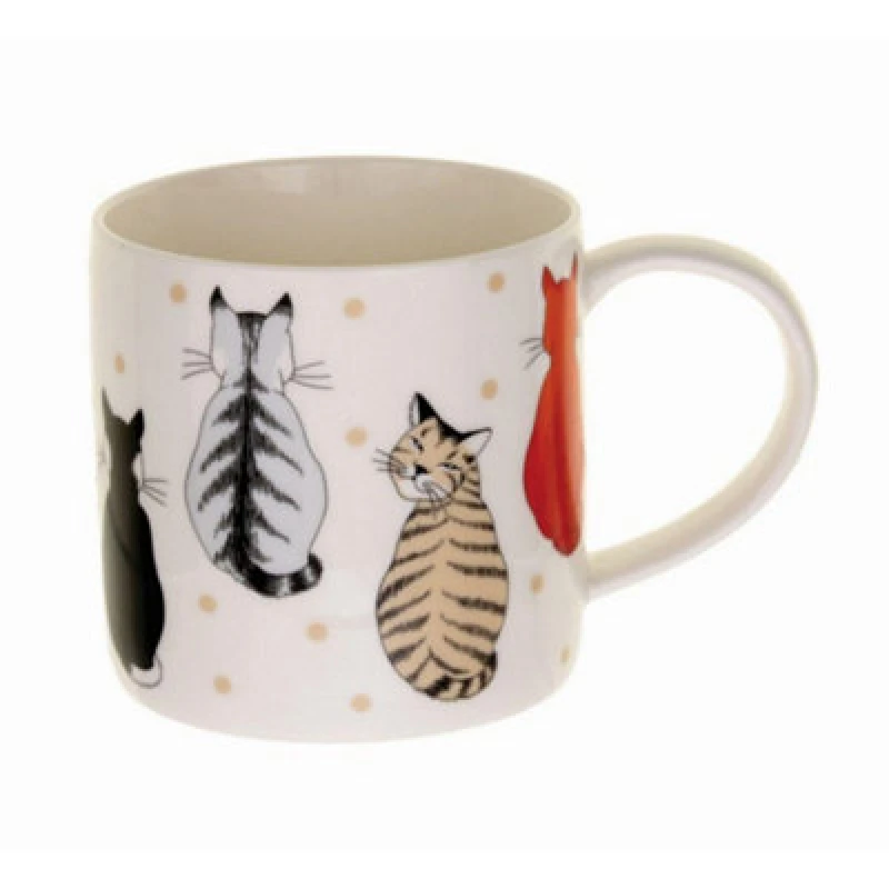 Image of Ulster Weavers 'Cats In Waiting' Animal Print New Bone China Mug Orange