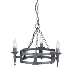Image of Chandelier 3 Light Black, Silver Finish, E14