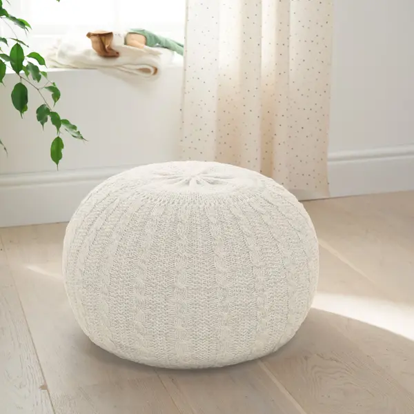 Image of Tutti Bambini Knitted Pouffe Cream