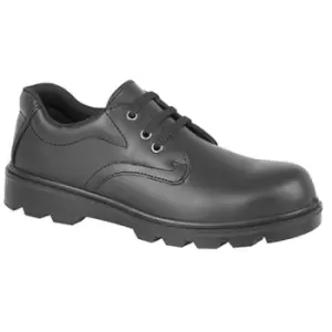 Image of Grafters Mens Plain 3 Eye Shine Leather Safety Shoes (9 UK) (Black) - Black